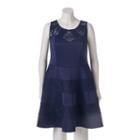 Juniors' Plus Size Trixxi Scuba Lace Skater Dress, Girl's, Size: 1xl, Blue (navy)