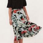 Women's Lc Lauren Conrad Tiered Midi Skirt, Size: Large, Black