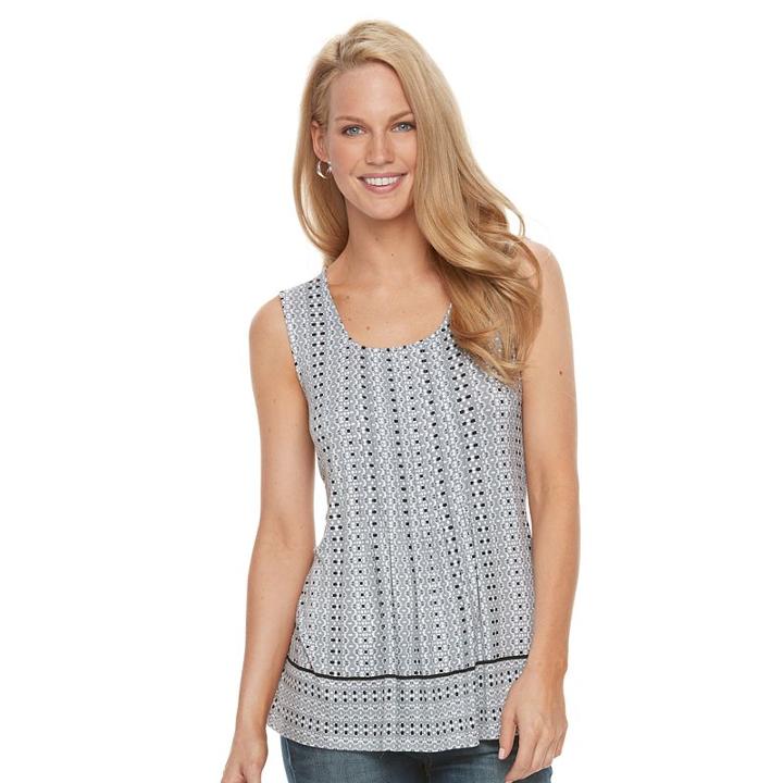 Women's Croft & Barrow&reg; Pintuck Tank, Size: Large, Grey