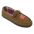Men's Wisconsin Badgers Microsuede Moccasins, Size: 9, Brown