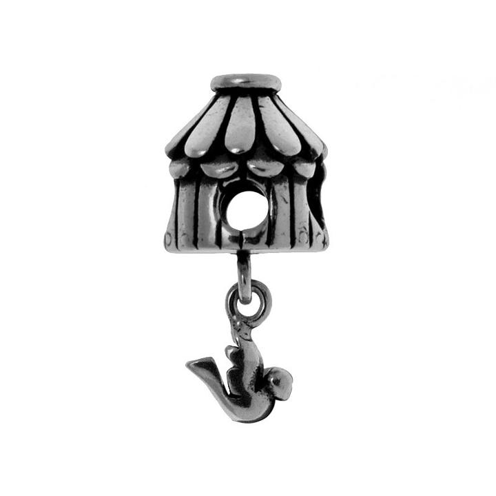 Individuality Beads Sterling Silver Bird House Charm Bead, Women's, Grey