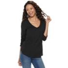 Juniors' So&reg; Perfect V-neck Tee, Teens, Size: Medium, Black