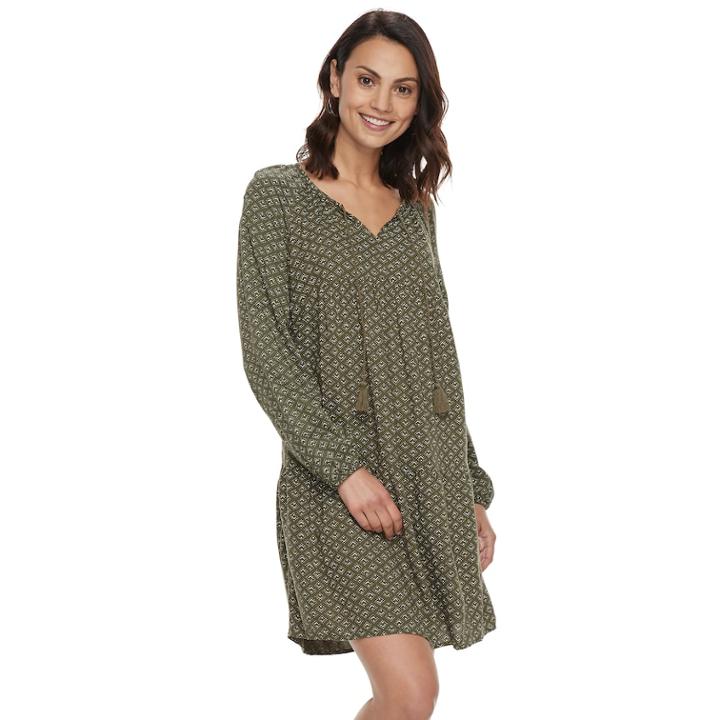 Petite Sonoma Goods For Life&trade; Tie Neck Peasant Dress, Women's, Size: M Petite, Dark Green