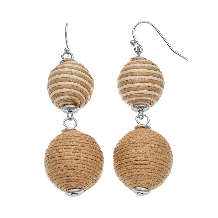 Thread Wrapped Nickel Free Crispin Drop Earrings, Women's, Brown