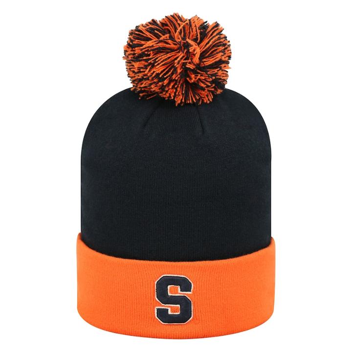 Adult Top Of The World Syracuse Orange Pom Knit Hat, Adult Unisex, Blue (navy)