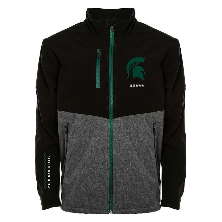 Men's Franchise Club Michigan State Spartans Fusion Softshell Jacket, Size: 4xl, Black