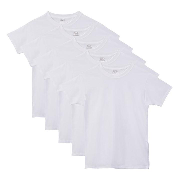 Boys Fruit Of The Loom 4-pack + 1 Bonus Crewneck Tees, Boy's, Size: Large, White