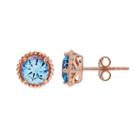 David Tutera 14k Rose Gold Over Silver Simulated Blue Topaz Stud Earrings, Women's