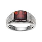 Men's Sterling Silver Garnet & Diamond Accent Ring, Size: 12, Red
