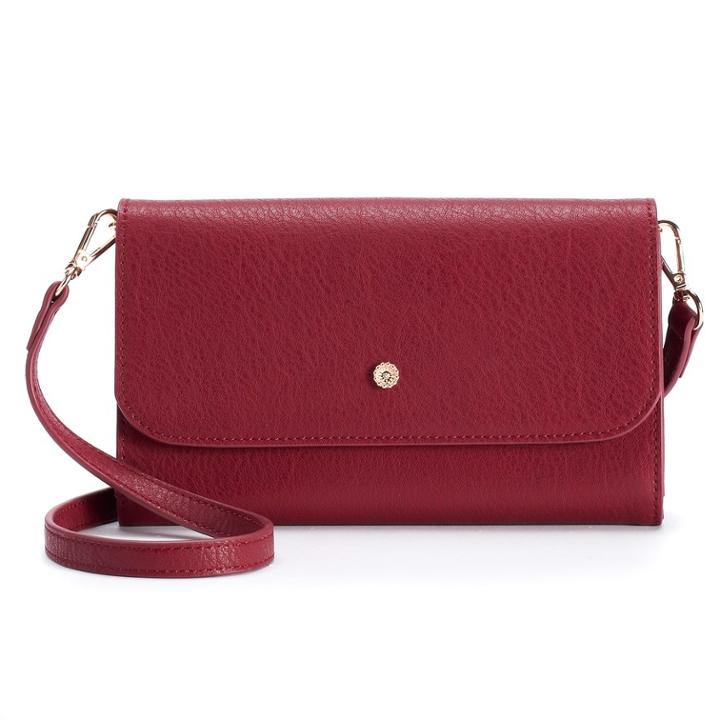 Lc Lauren Conrad Iris Scalloped Crossbody Wallet, Women's, Dark Pink