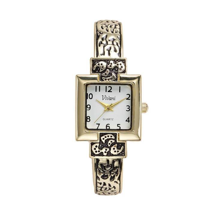 Vivani Women's Textured Bangle Watch, Yellow
