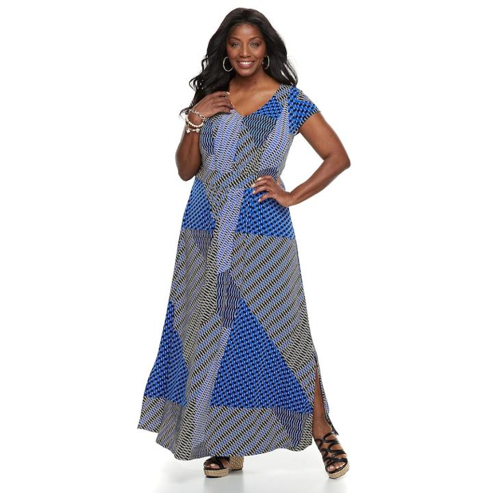 Plus Size Dana Buchman Shirred Maxi Dress, Women's, Size: 0x, Blue