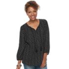 Women's Sonoma Goods For Life&trade; Printed Peasant Top, Size: Small, Black