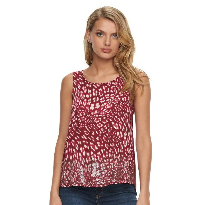 Women's Juicy Couture Sequin Mixed-media Tank, Size: Xs, Red