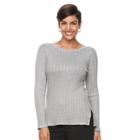 Women's Croft & Barrow&reg; Button Side Long Sleeve Top, Size: Small, Grey