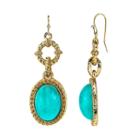 1928 Simulated Turquoise Twisted Oval Drop Earrings, Women's, Blue