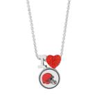 Sterling Silver Crystal I Love Cleveland Browns Team Logo Heart Pendant, Women's, Red