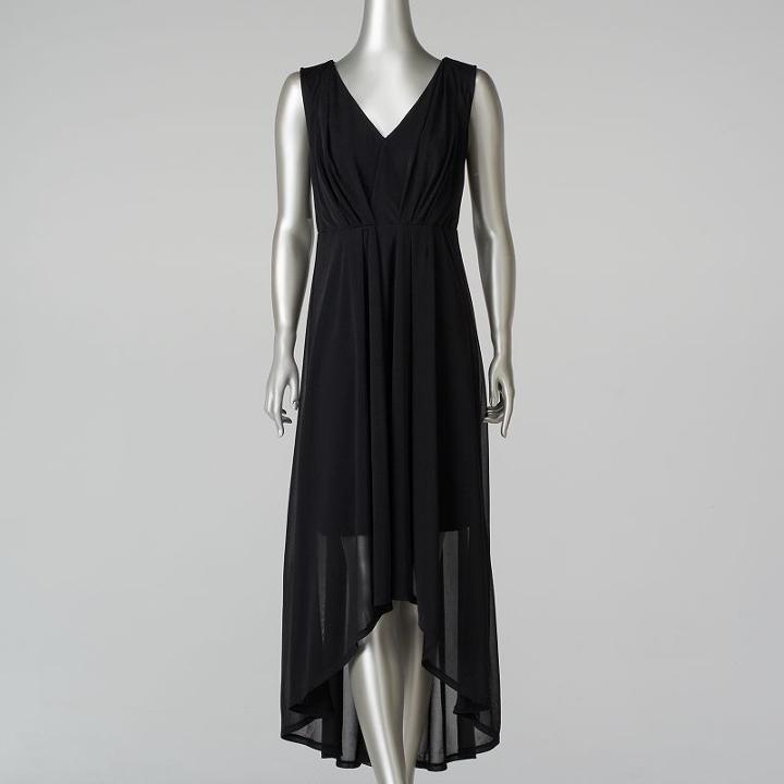 Women's Simply Vera Vera Wang Pleated High-low Maxi Dress, Size: Large, Black