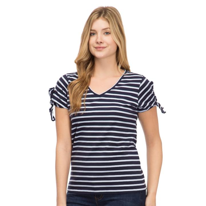 Women's Izod Slit-sleeve Knot Tee, Size: Small, Blue (navy)