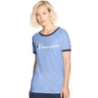 Women's Champion Heritage Ringer Graphic Tee, Size: Small, Ocean Front Blue
