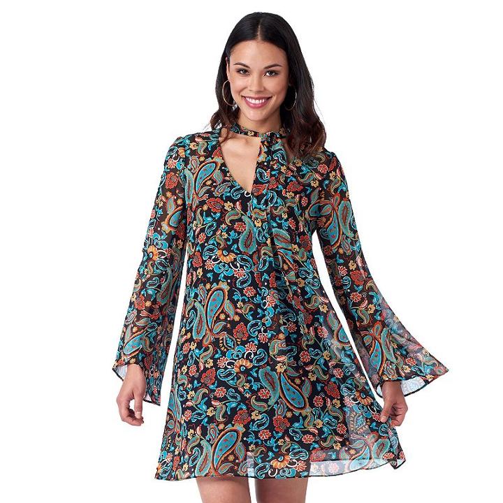 Women's Indication By Eci Paisley Chiffon Shift Dress, Size: 12, Green Oth