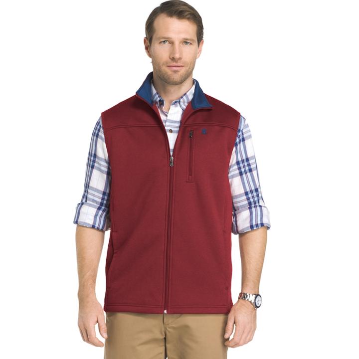 Men's Izod Advantage Sportflex Regular-fit Performance Fleece Vest, Size: Large, Dark Red
