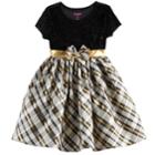 Girls 4-6x Nannette Sparkle Plaid Knit Dress, Size: 5, Black