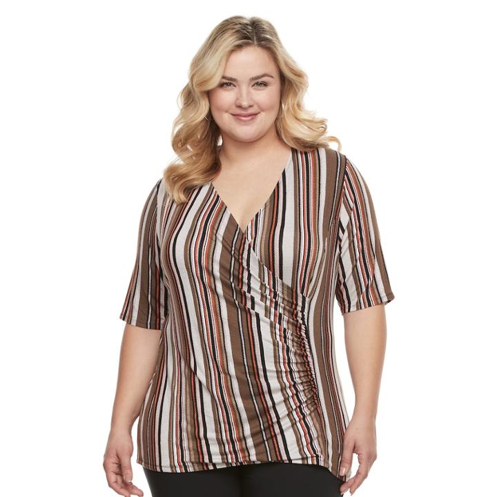 Plus Size Dana Buchman Wrap Top, Women's, Size: 3xl, Black
