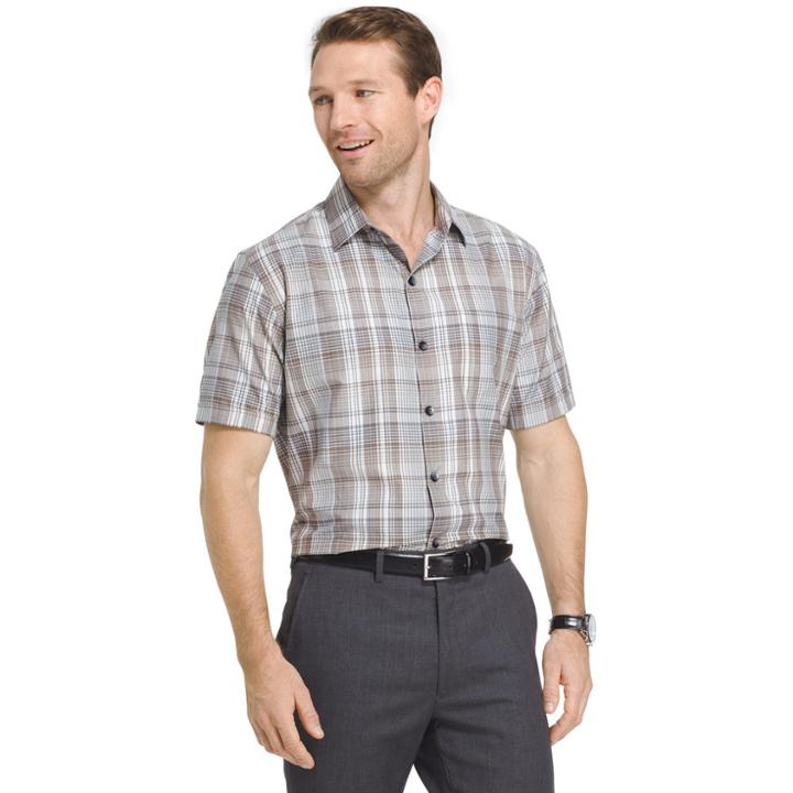 Big & Tall Van Heusen Air Wovens Classic-fit Poplin Performance Button-down Shirt, Men's, Size: 3xl Tall, Dark Beige