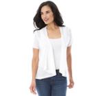 Women's Ab Studio Short Sleeve Cardigan, Size: Small, White Oth