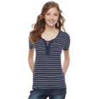 Juniors' So&reg; Striped Lace-up Tee, Teens, Size: Xs, Blue