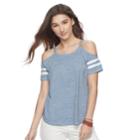 Juniors' So&reg; Varsity Cold-shoulder Tee, Teens, Size: Xxs, Blue