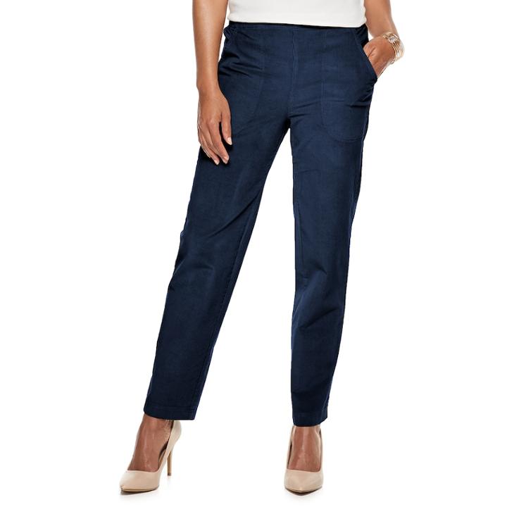 Petite Croft & Barrow&reg; Pull-on Mid-rise Corduroy Pants, Women's, Size: 8p - Short, Blue