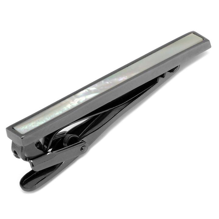 Gunmetal & Mother Of Pearl Tie Clip, Men's, Black