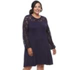 Plus Size Apt. 9&reg; Lace Yoke A-line Dress, Women's, Size: 2xl, Dark Blue