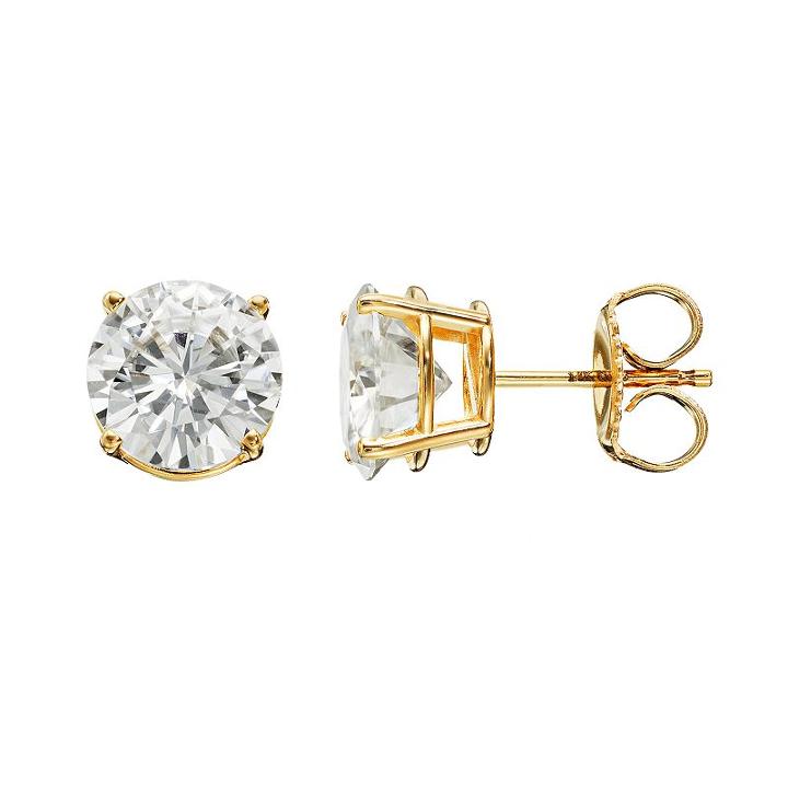Forever Brilliant 3 3/4 Carat T.w. Lab-created Moissanite 14k Gold Solitaire Earrings, Women's, White
