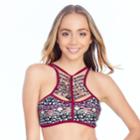 Mix & Match Strappy High-neck Bikini Top, Teens, Size: Xs, Dark Red