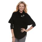 Women's Dana Buchman Textured Cowlneck Poncho Sweater, Size: Medium, Oxford