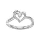 Sterling Silver 1/10 Carat T.w. Diamond Heart Ring, Women's, Size: 9, White