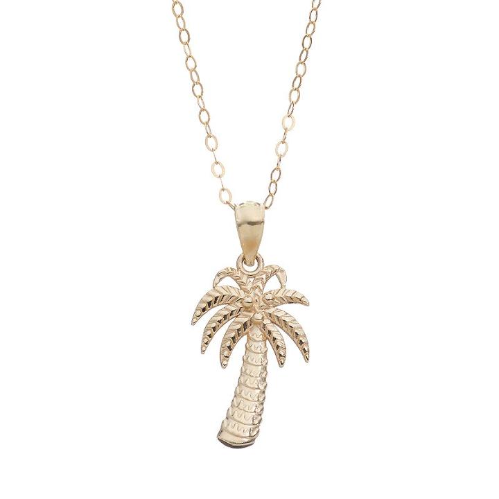 10k Gold Palm Tree Pendant Necklace, Women's, Size: 18