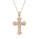 14k Gold Two Tone Filigree Cross Pendant Necklace, Women's, Size: 18