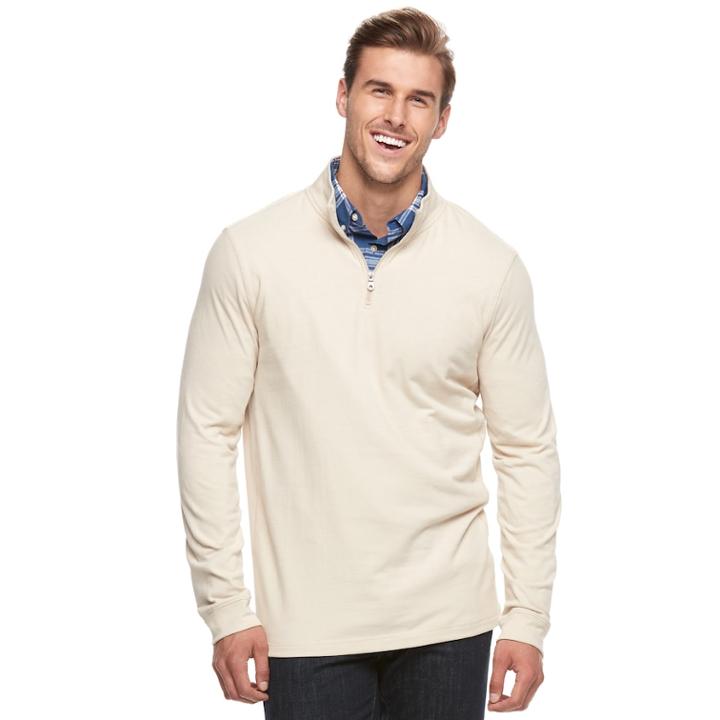 Big & Tall Croft & Barrow&reg; Classic-fit Quarter-zip Pullover, Men's, Size: Xl Tall, Lt Beige
