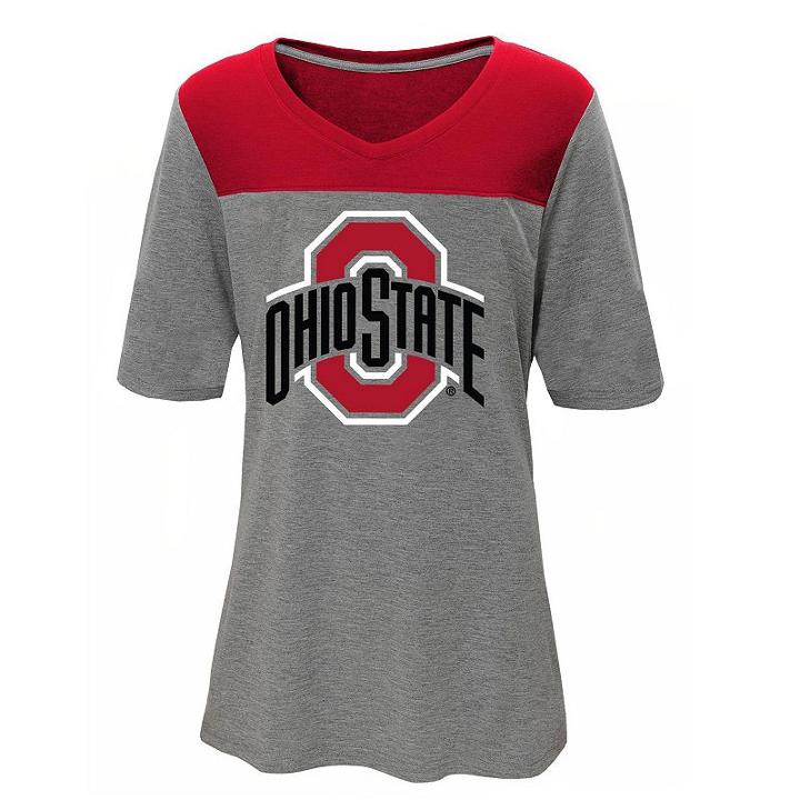 Juniors' Ohio State Buckeyes Football Tee, Women's, Size: Medium, Red