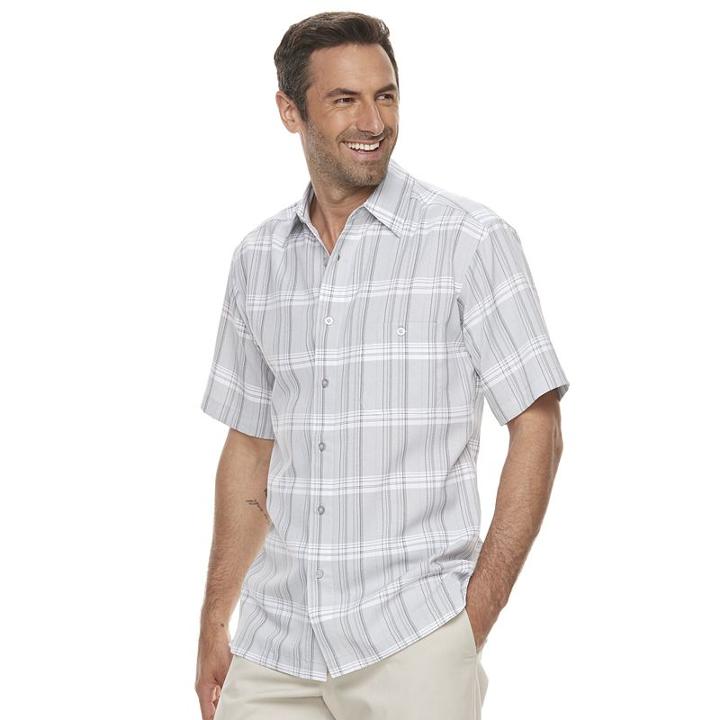 Men's Haggar Classic-fit Microfiber Easy-care Button-down Shirt, Size: Xl, Grey Other