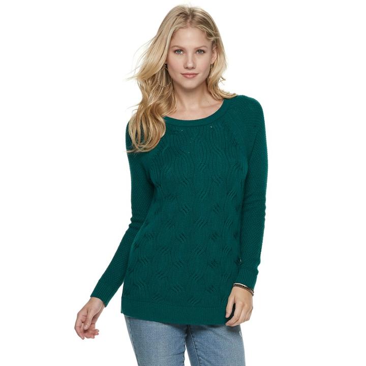 Women's Sonoma Goods For Life&trade; Twist Cable-knit Sweater, Size: Small, Turquoise/blue (turq/aqua)