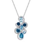 David Tutera Sterling Silver Simulated Blue Topaz & Cubic Zirconia Pendant, Women's, Size: 18