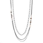 Simply Vera Vera Wang Beaded Two Tone Layered Chain Necklace, Women's, Med Beige