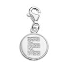 Personal Charm Sterling Silver Cubic Zirconia Initial Charm, Women's, White