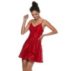 Juniors' Speechless Tiered-hem Lace Dress, Teens, Size: 5, Dark Red