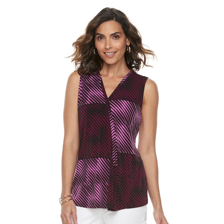 Women's Dana Buchman Pleated V-neck Tank, Size: Large, Med Purple